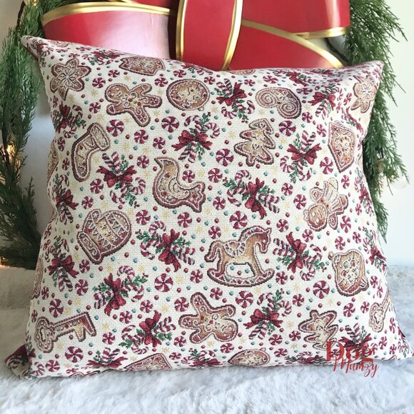 CALDEIRA Luxury Cross-Stitch Embroidered Tapestry Holiday Pillow